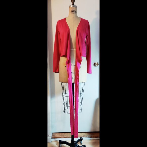 Vintage KENZO Paris Hot Pink Cotton Long-sleeved Wrap Top Small Medium EUC 1990s - Picture 6 of 7